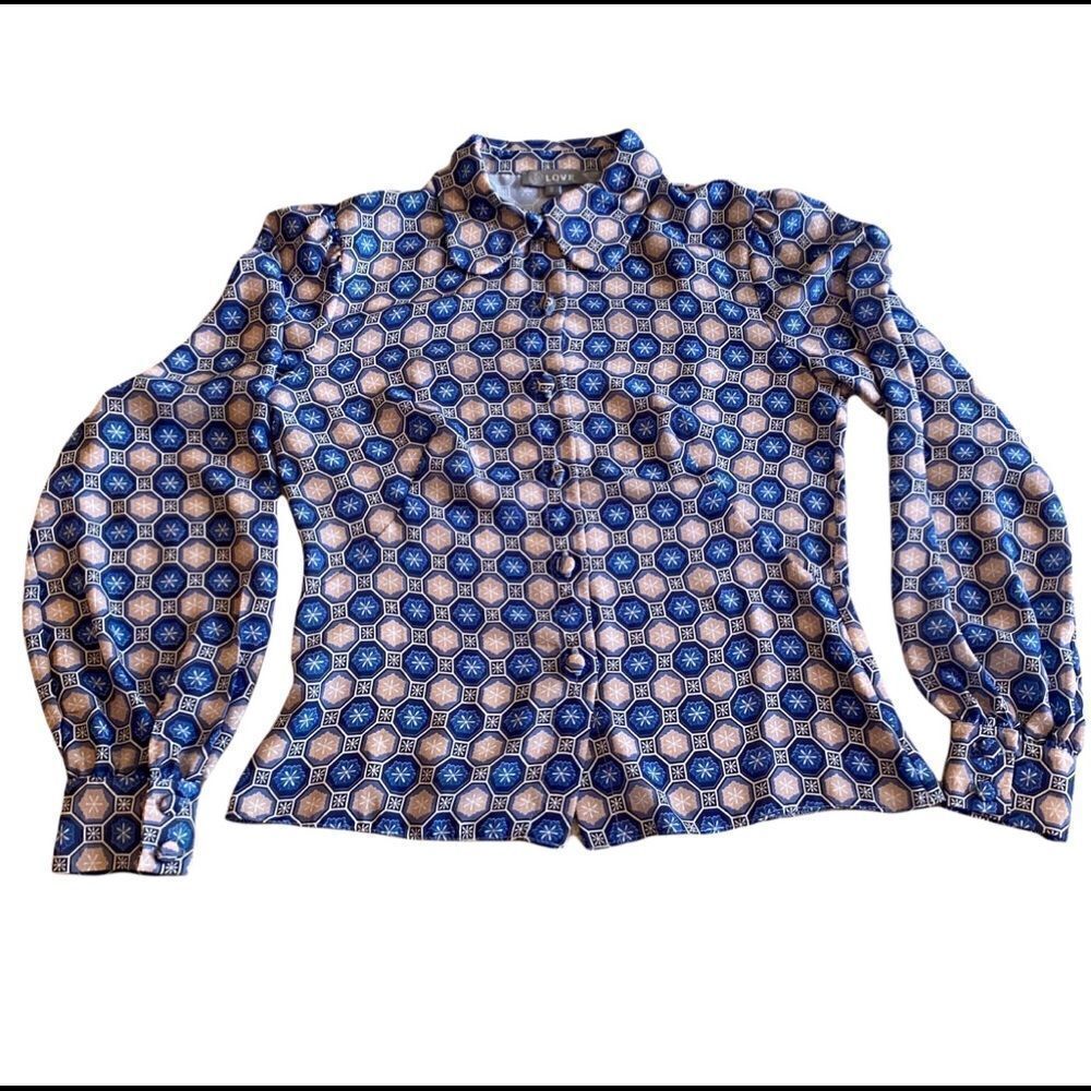 EUC Love blue and brown blouse